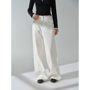 ハイウエスト ワイドレッグストレートデニムパンツ 00220