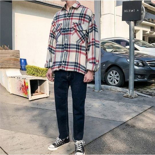 タータンチェック カジュアル シャツ 大人 メンズ 長袖 ゆったり