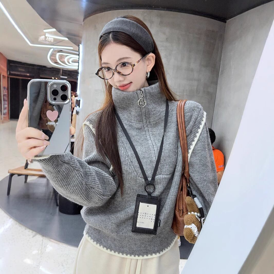 【tops】ファスナーニットセーター M27680