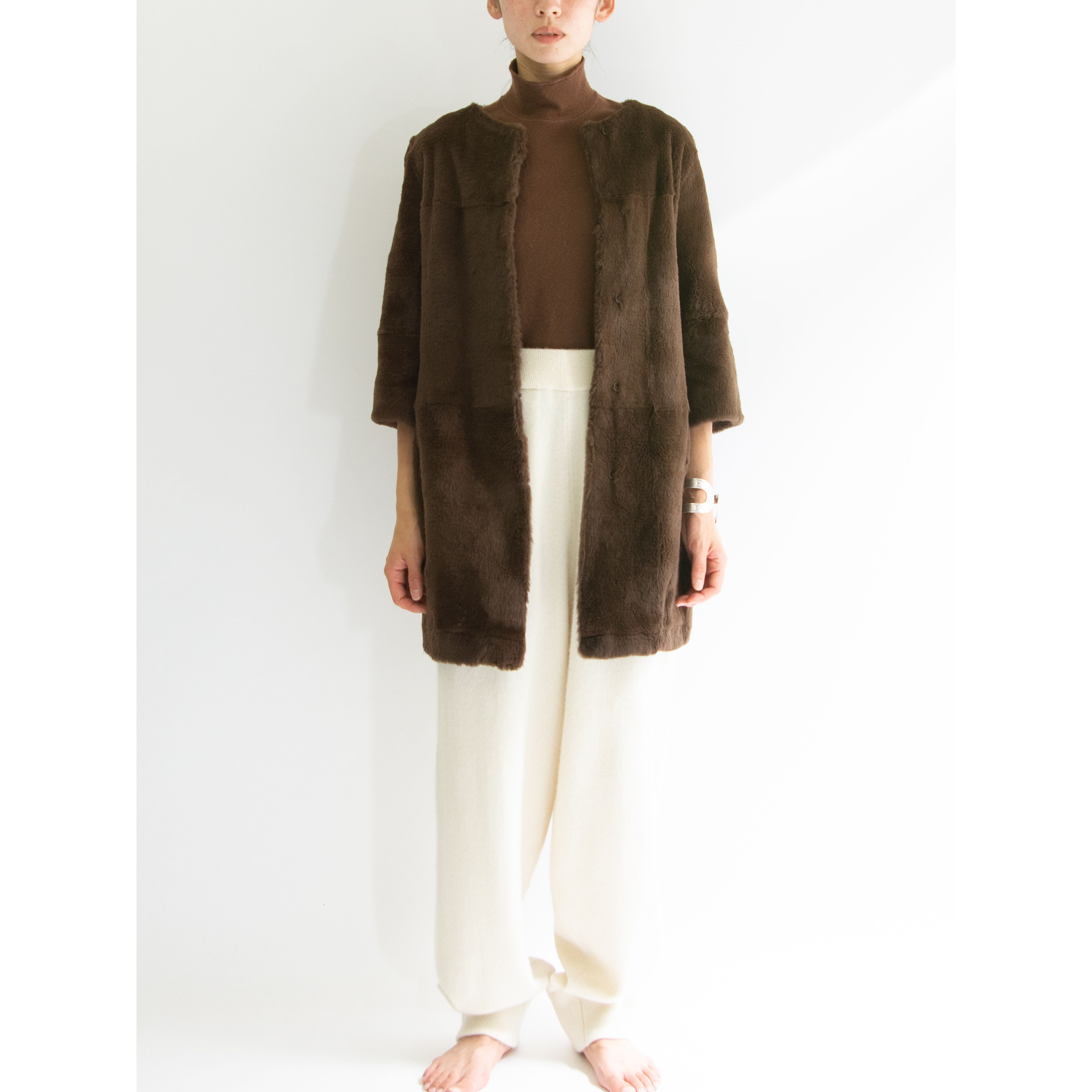 【Anagram PARIS】Made in France Collarless Rabbit Coat（アナグラム フランス製ノーカラー ラビットファーコート）
