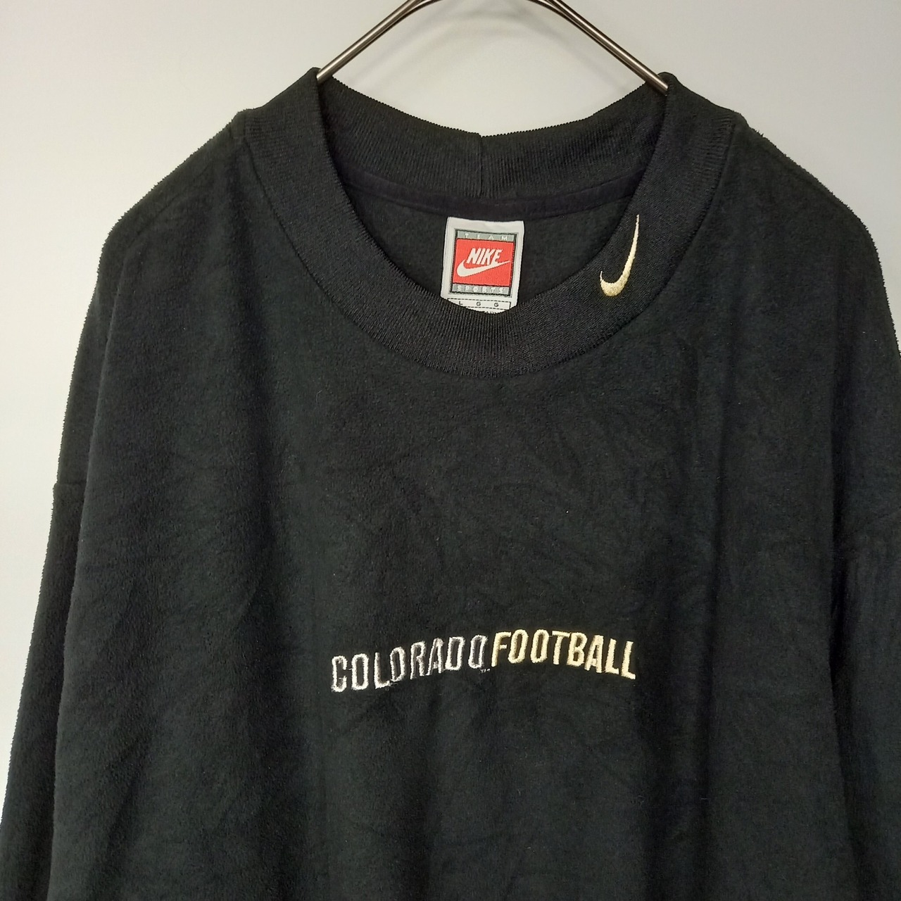 90s　ナイキ　フリーストレーナー　裏起毛　刺繍ロゴ　スウォッシュ　黒　L