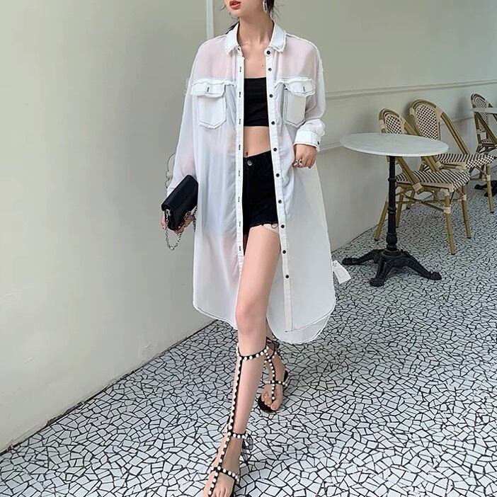 シースルーデニムロングシャツ 3color【RS063】 | dayacorde