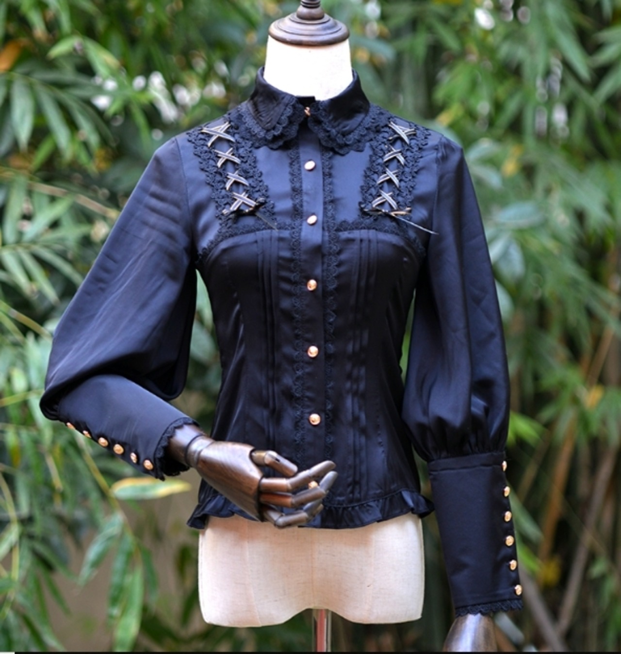 即納 現品限り】 ロリータゴージャスブラウス フリル シャーリング  