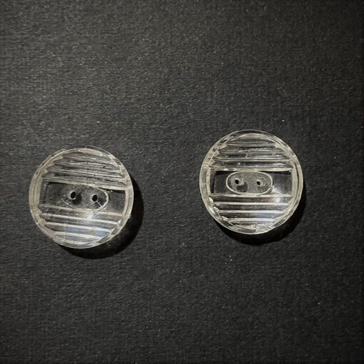 ヴィンテージ ガラスボタン2P クリアボーダーf ドイツ