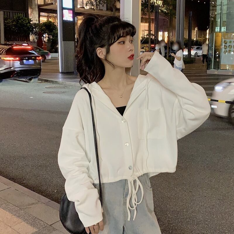 セーター ジャケット スプリングオータム薄手ルーズスタイルショートギャザートップス ロング 春物 秋物 YY-ファッション37581064103