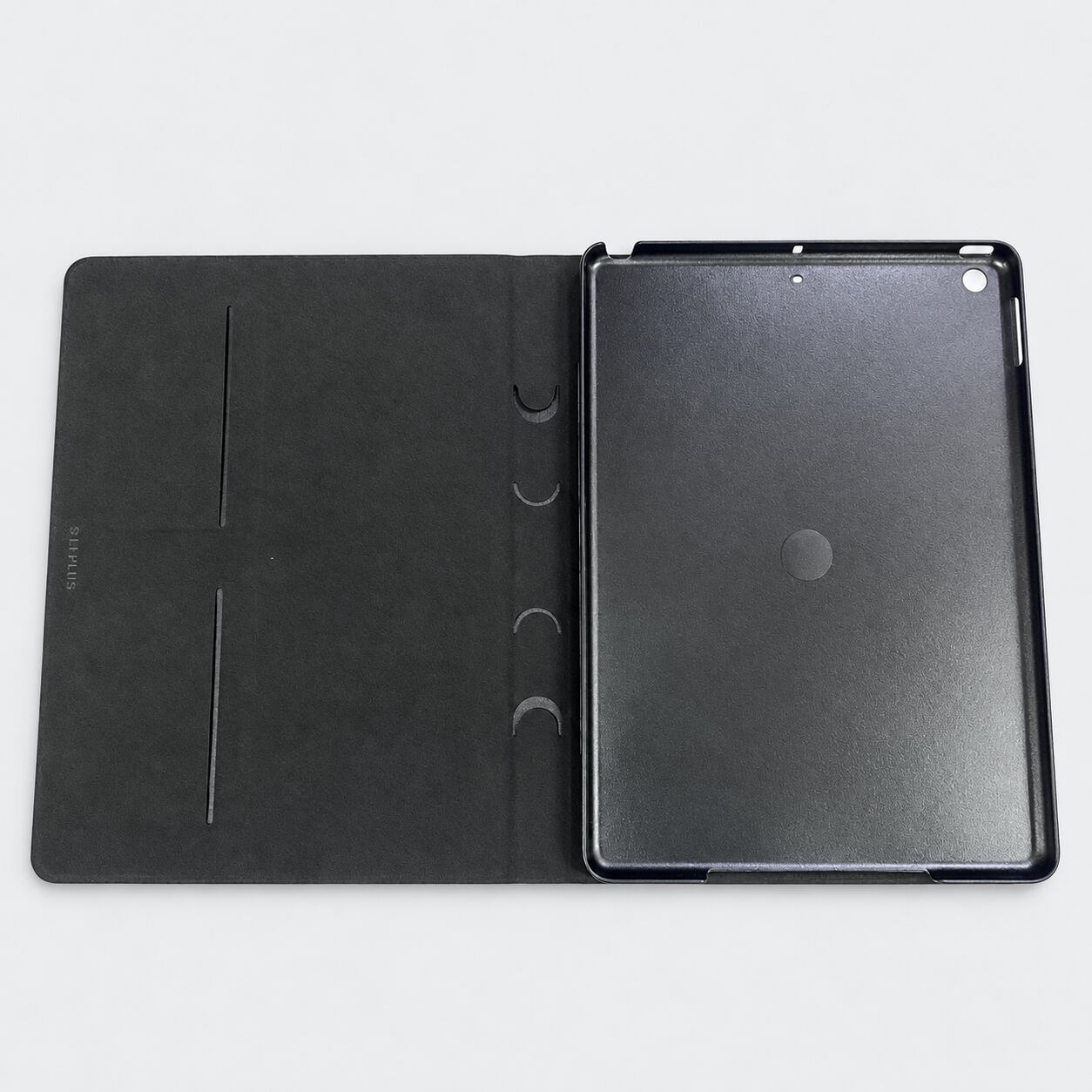 iPad 2017 2018 9.7inch 縦横両対応 回転式保護ケース ブラック カードポケット2枚 ペンホルダー PUレザー
