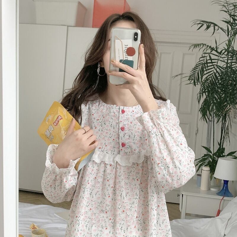 レースフローラルスプリングオータム ロング コットン 春物 秋物 花柄 ピュア 萌量不足70912655719