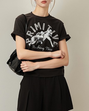 レトロプリントクルーネックTシャツ A0995