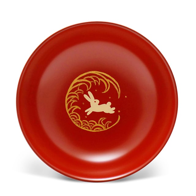 手塩皿4.0洗朱波うさぎ 低(34)