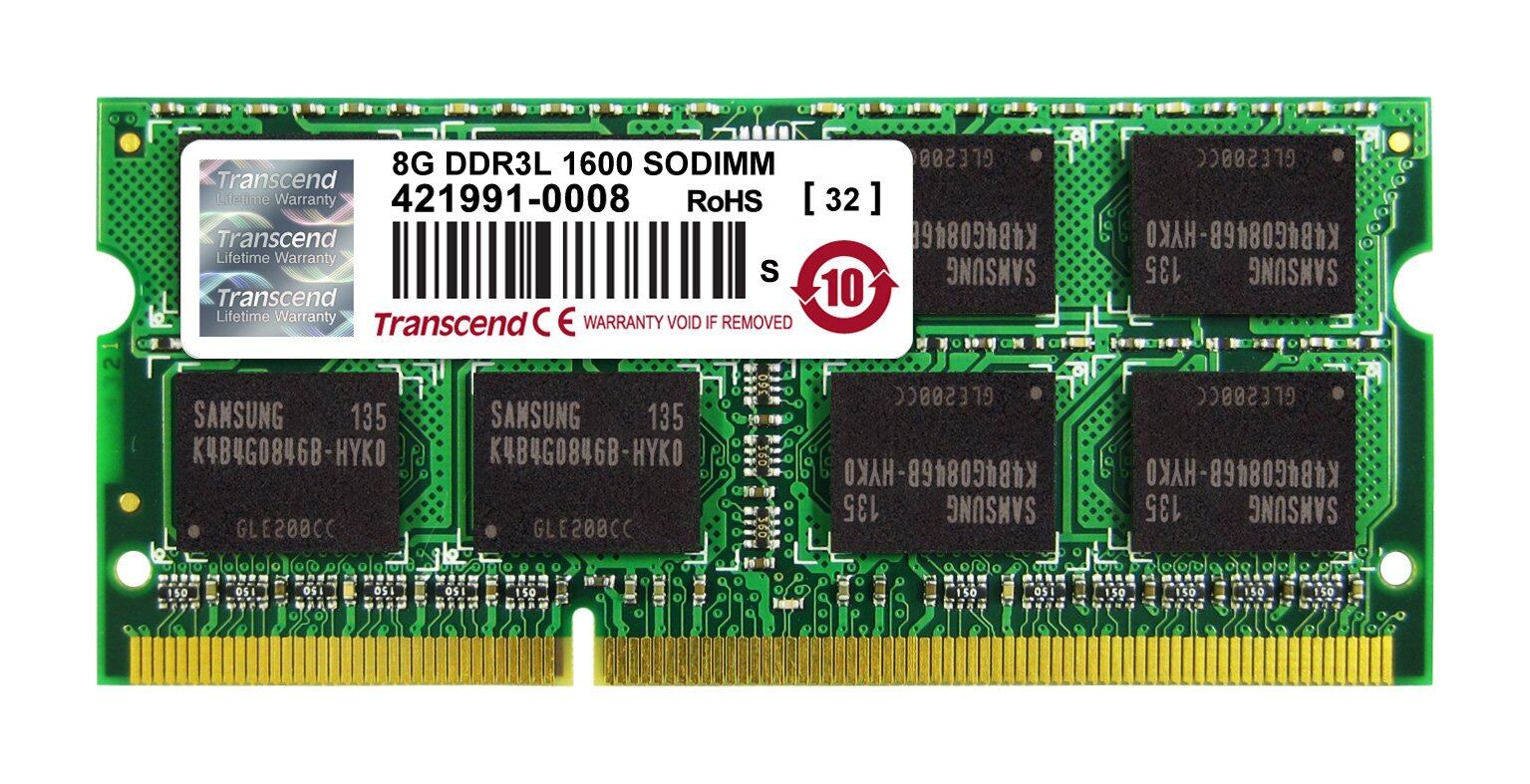 【在庫のみ】Transcend ノートPC用メモリ PC3L-12800 DDR3L 1600 8GB 1.35V (低電圧) - 1.5V 両対応 204pin SO-DIMM TS1GSK64W6H