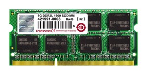 【在庫のみ】Transcend ノートPC用メモリ PC3L-12800 DDR3L 1600 8GB 1.35V (低電圧) - 1.5V 両対応 204pin SO-DIMM TS1GSK64W6H