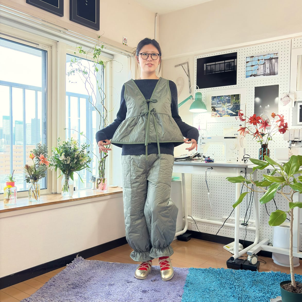 キルティングリボンベスト