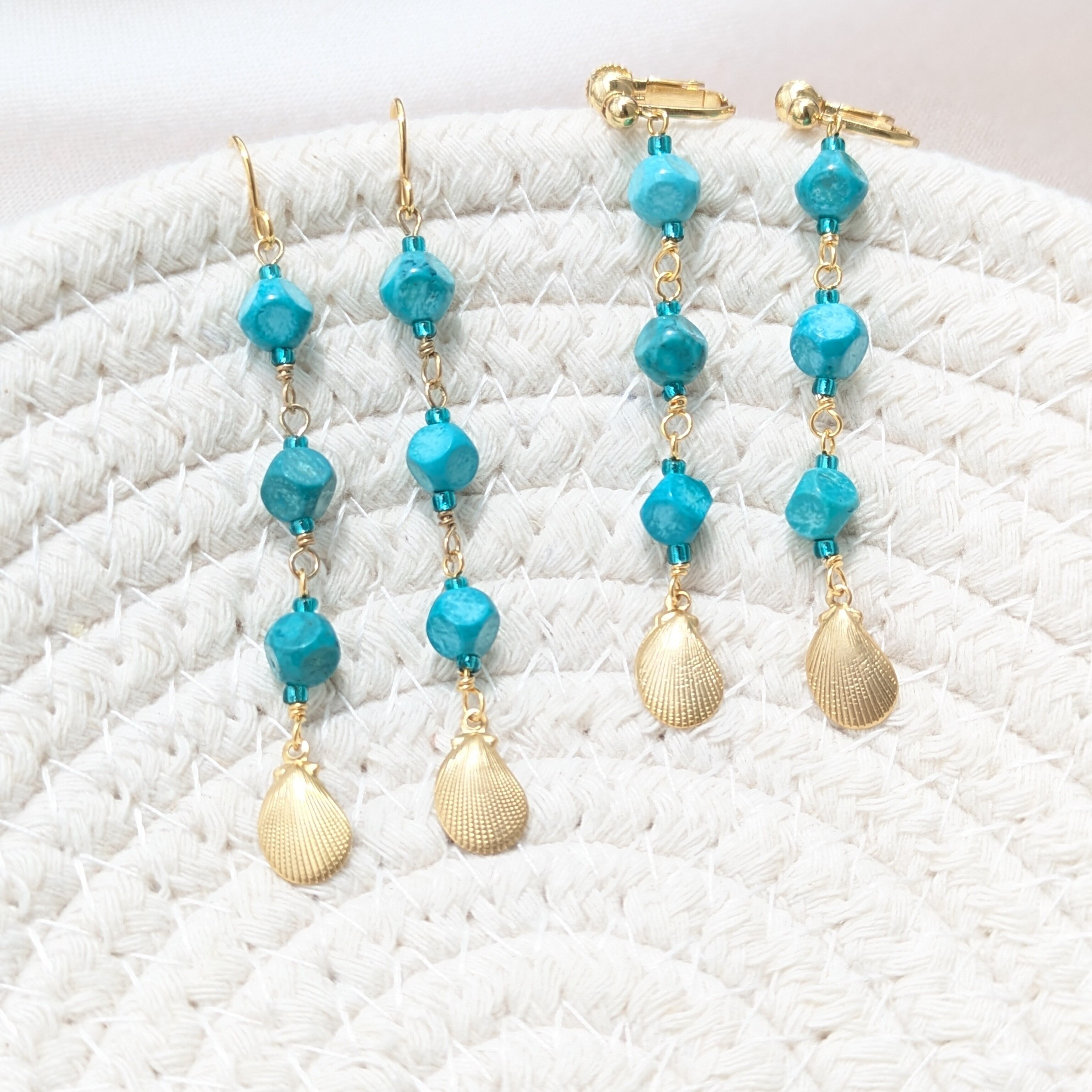 1429 ターコイズ、ローズクォーツのピアス 1429 ターコイズ、ローズクォーツのピアス