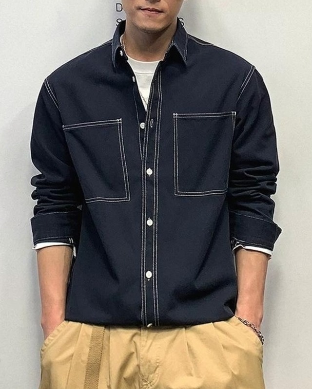 Solid Color Long Sleeve Shirt  K0317