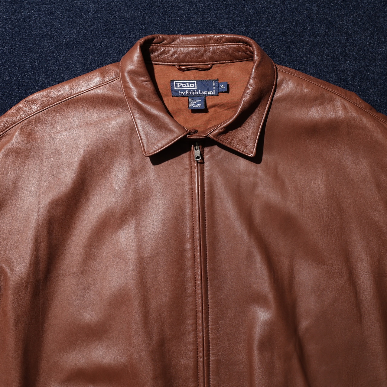 美品 XL ポニー無し Polo Ralph Lauren ラムスキン レザージャケット ブルゾン スウィングトップ ドラズラー Lambskin ポロラルフローレン