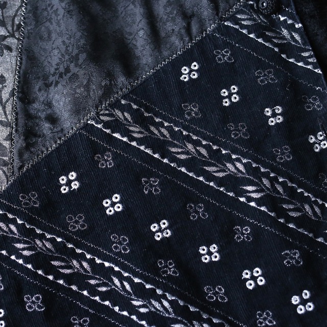 "刺繍" multi fabric switching design super wide over silhouette jacket