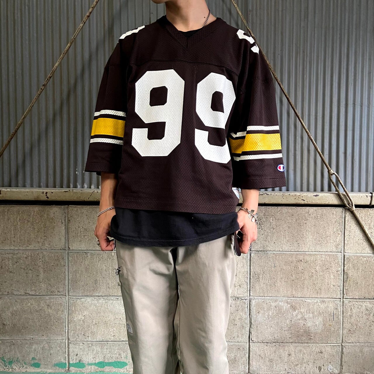 80年代 USA製 Champion チャンピオン フットボールシャツ メンズL 古着 