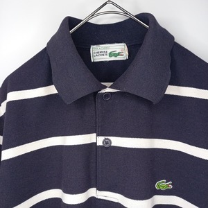 70s　80s　フレンチラコステ　半袖　ポロシャツ　刺繍　ボーダー　ユーロ古着