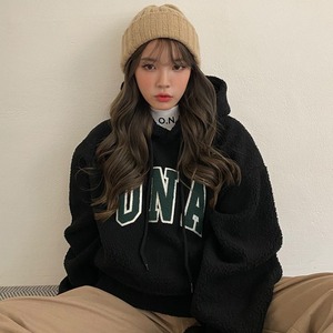 [ONA] BIG LOGO BOUCLE FLEECE HOODIE (4 color) 正規品 韓国ファッション 韓国ブランド 韓国代行 韓国通販 フリース パーカー