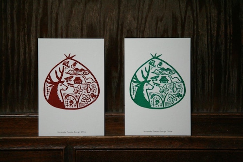 「丹波柄」選べる2色　渡辺トモコ活版印刷のポストカード・グリーティングカード