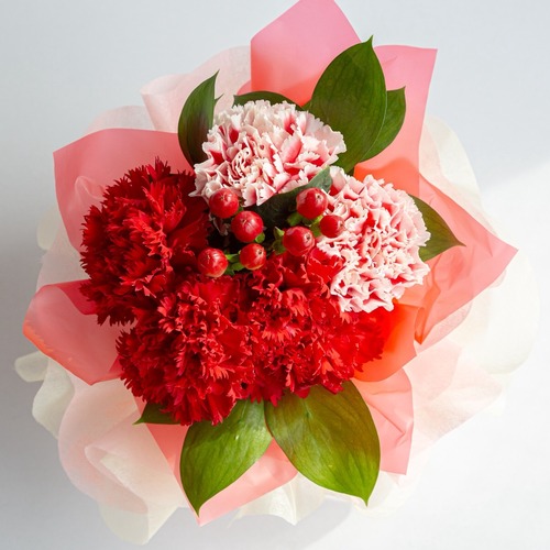 【2026 Mother's Day　AC₋6スタンドブーケ（レッド）】母の日｜ブーケ｜花束｜母の日ギフト｜