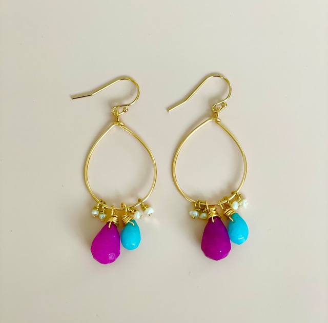 stone pierced earrings   -on the beach-