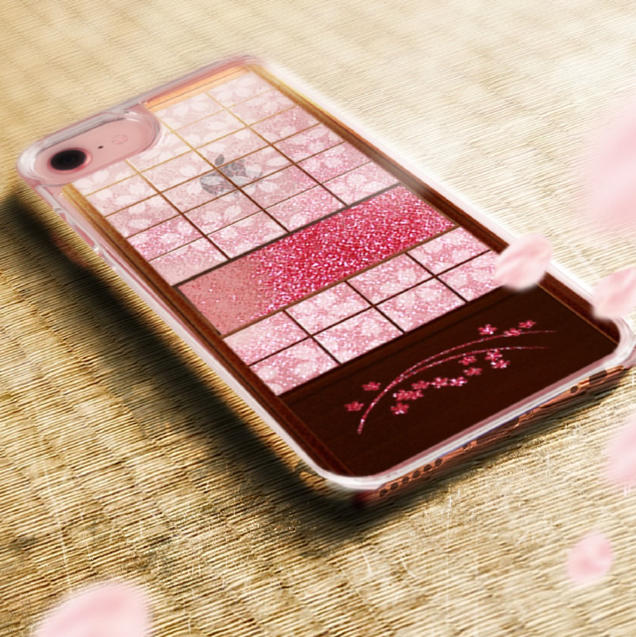 横額障子 桜編 iPhone グリッターケース