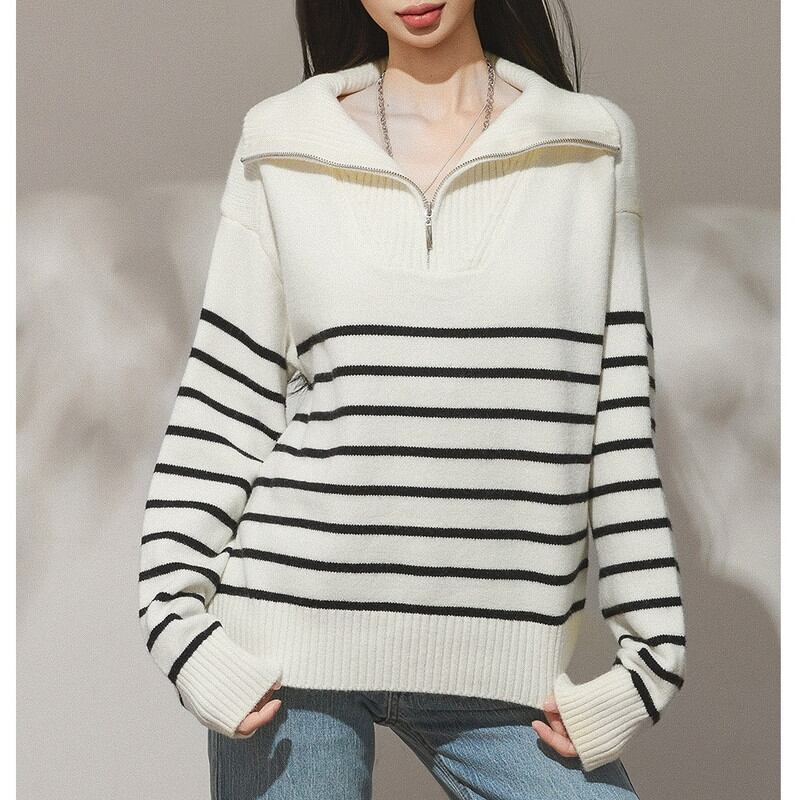 border half-zip big-collar knit m1185