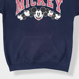 【Disney】90s USA製 ミッキーマウス MICKEY アーチロゴ プリント スウェット パーカー プルオーバー フーディ MEDIUM US古着