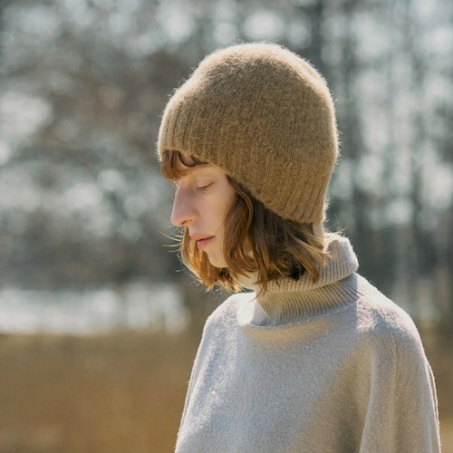 chisaki(チサキ)Yuunaベビーアルパカ シンプルニットキャップ（キャメル・ホワイト）