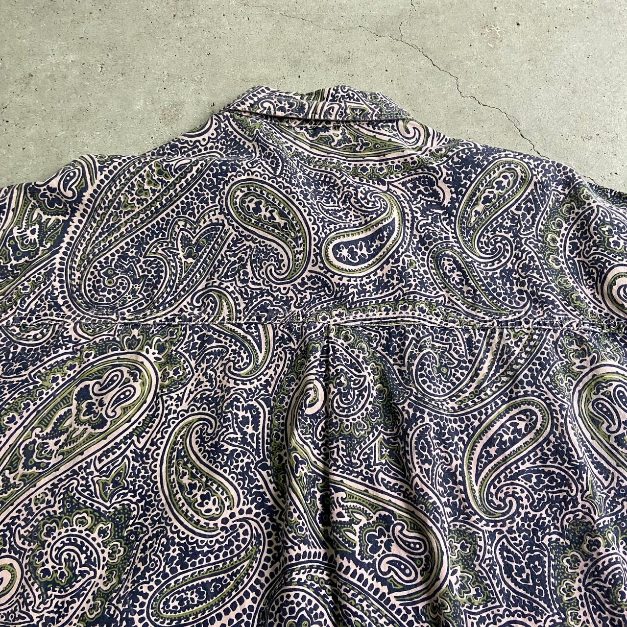 90年代 USA製 BON HOMME 半袖 コットン ペイズリー柄 総柄シャツ