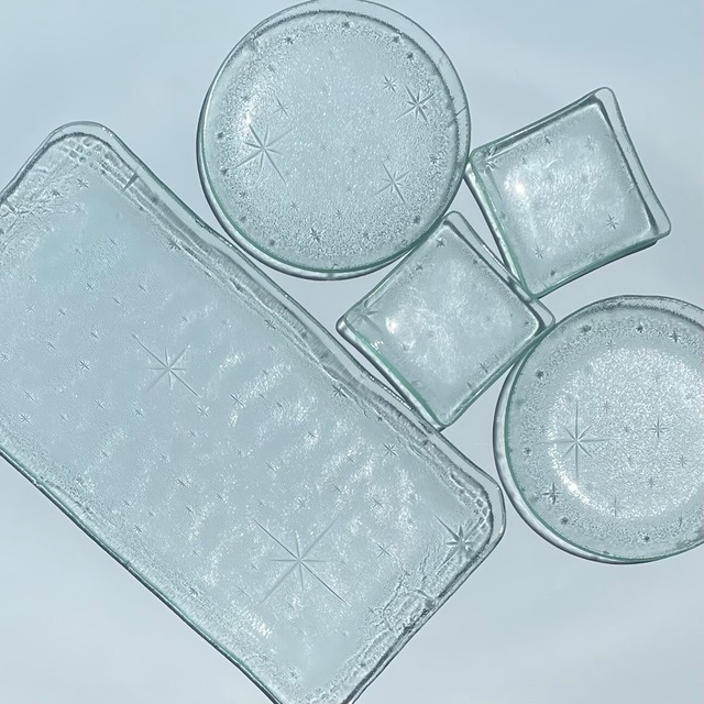 【受注生産】レトロガラス 長角皿 みどり