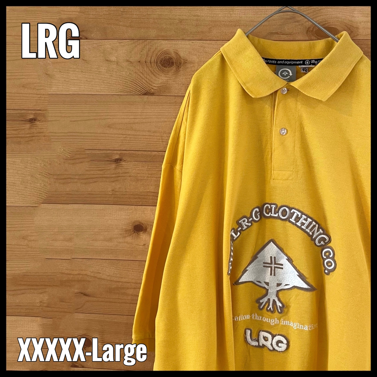 【LRG】5XL 超ビッグサイズ！ ポロシャツ 刺繍ロゴ アーチロゴ roots and equipment  US古着 アメリカ古着