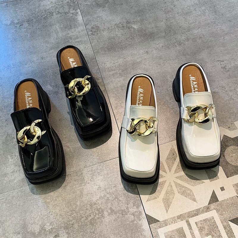 ミュールサマースタイルレザーソリッド カラー 靴 シューズ ハイヒール 夏物 ソリッドカラー 部族の婦人靴65873040697