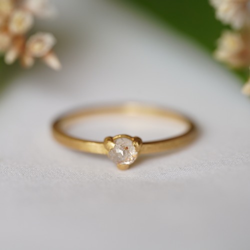 [送料当方負担] K18 Marron Rose cut bicolor Diamond ring(0.267ct,R071_MarD)