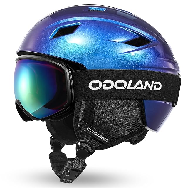 Odoland スキーヘルメットセット ゴーグル付き スノーボードヘルメット