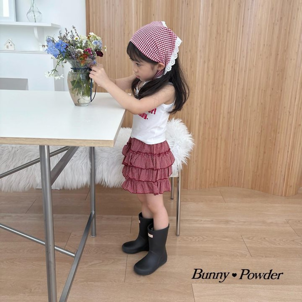 [Bunny Powder] (Planning) Check Tiered Skirt Pants (2XL/3XL/4XL) / [버니파우더] 기획)체크캉캉치마팬츠 (2XL/3XL/4XL)