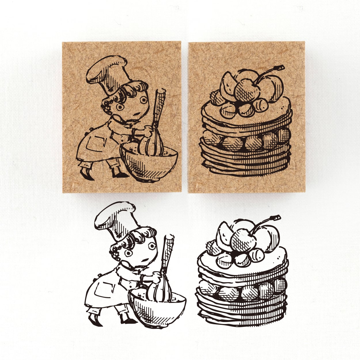 『お菓子の料理人の精霊シェフ・パティシエ』 物に宿る精霊オブジャニマ達のスタンプ スイーツの精霊シリーズ　26×34mm