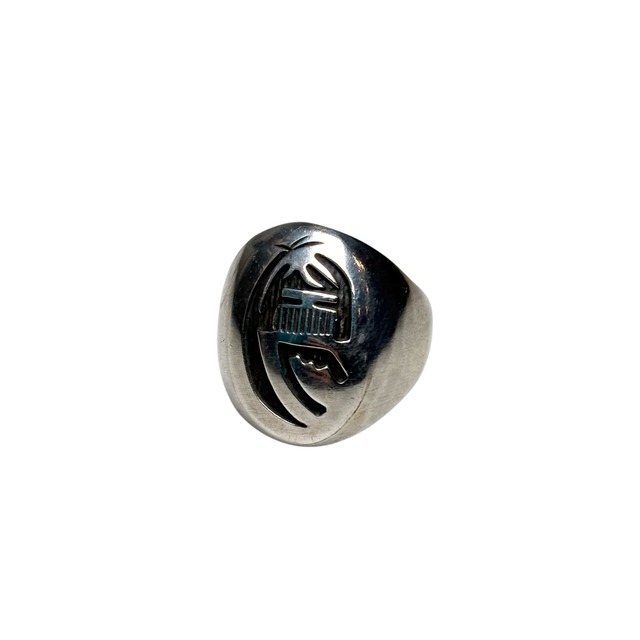 Hopi overlay silver signet ring “Kachina”