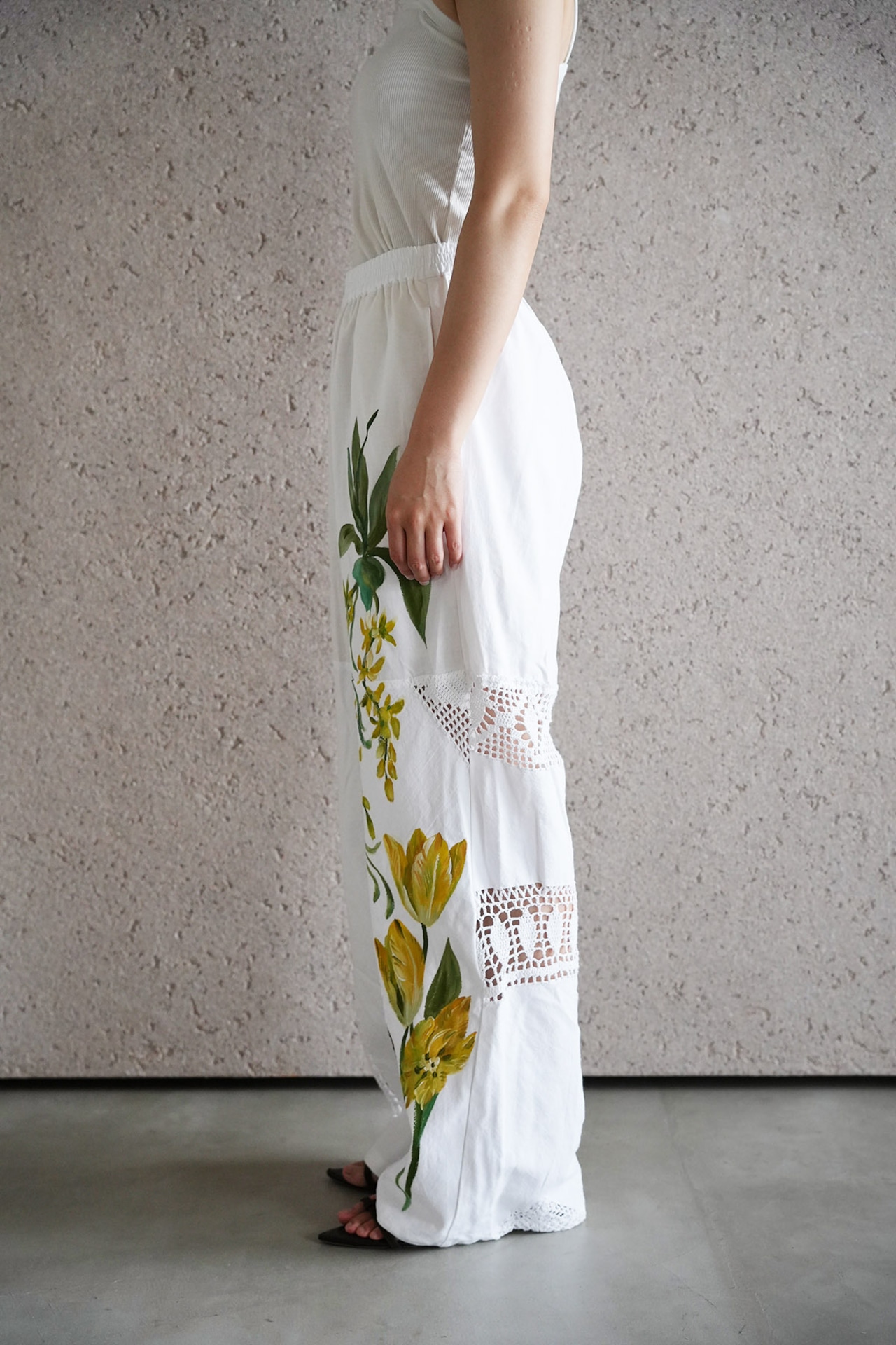 vintage lace pants yellow tulip