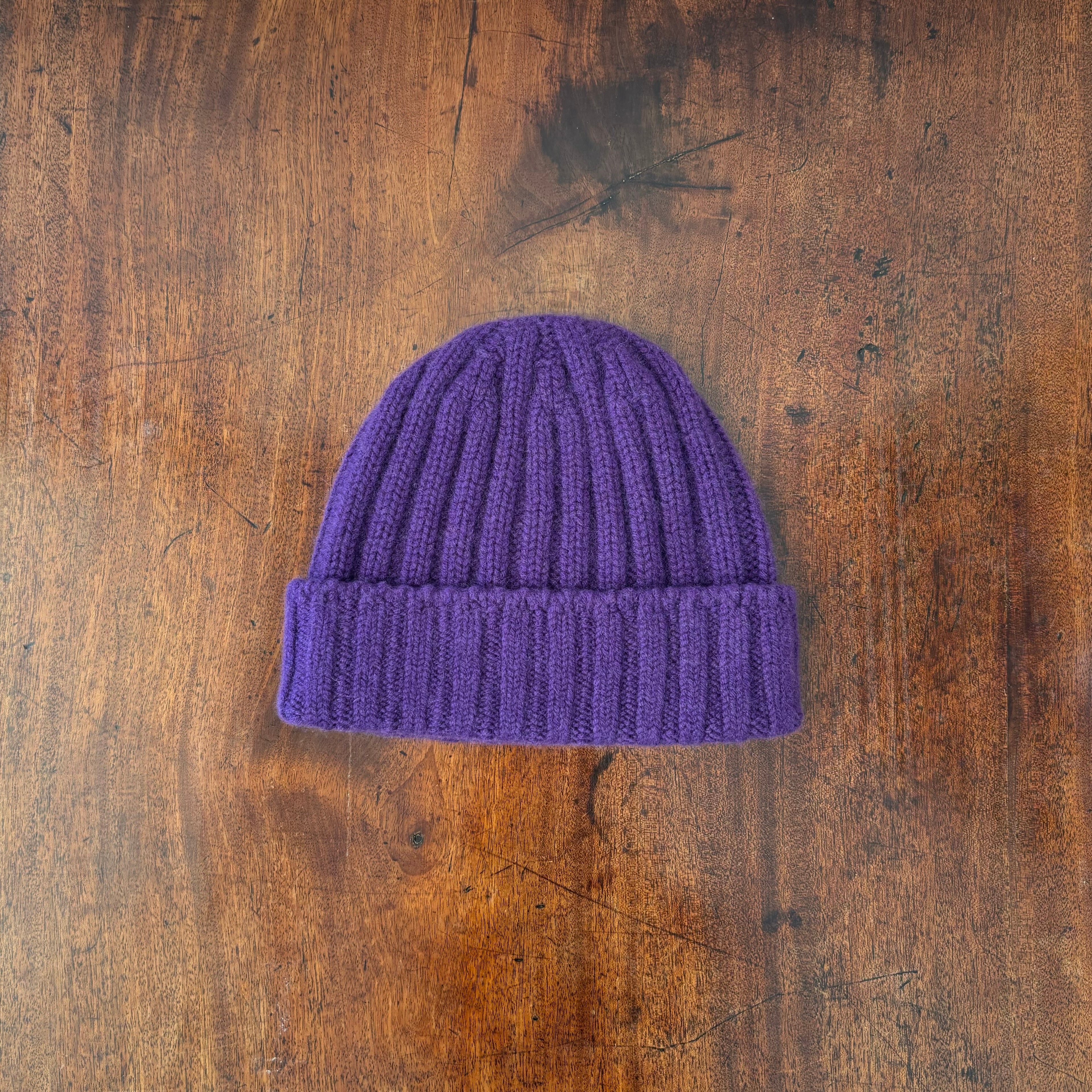 cableami カシミア リブ ワッチキャップ パープル | 萬栄堂帽子店