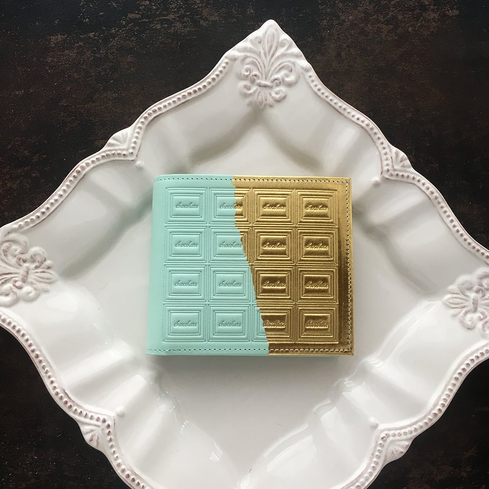 革のミントチョコ・二折財布（銀の包み紙） | キッサ・ティールームス
