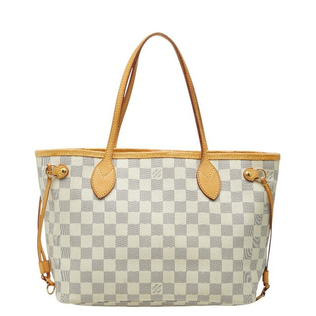 ルイ ヴィトン ダミエ アズール ネヴァーフルPM トートバッグ N51110 ホワイト PVC レザー レディース LOUIS VUITTON 【中古】
