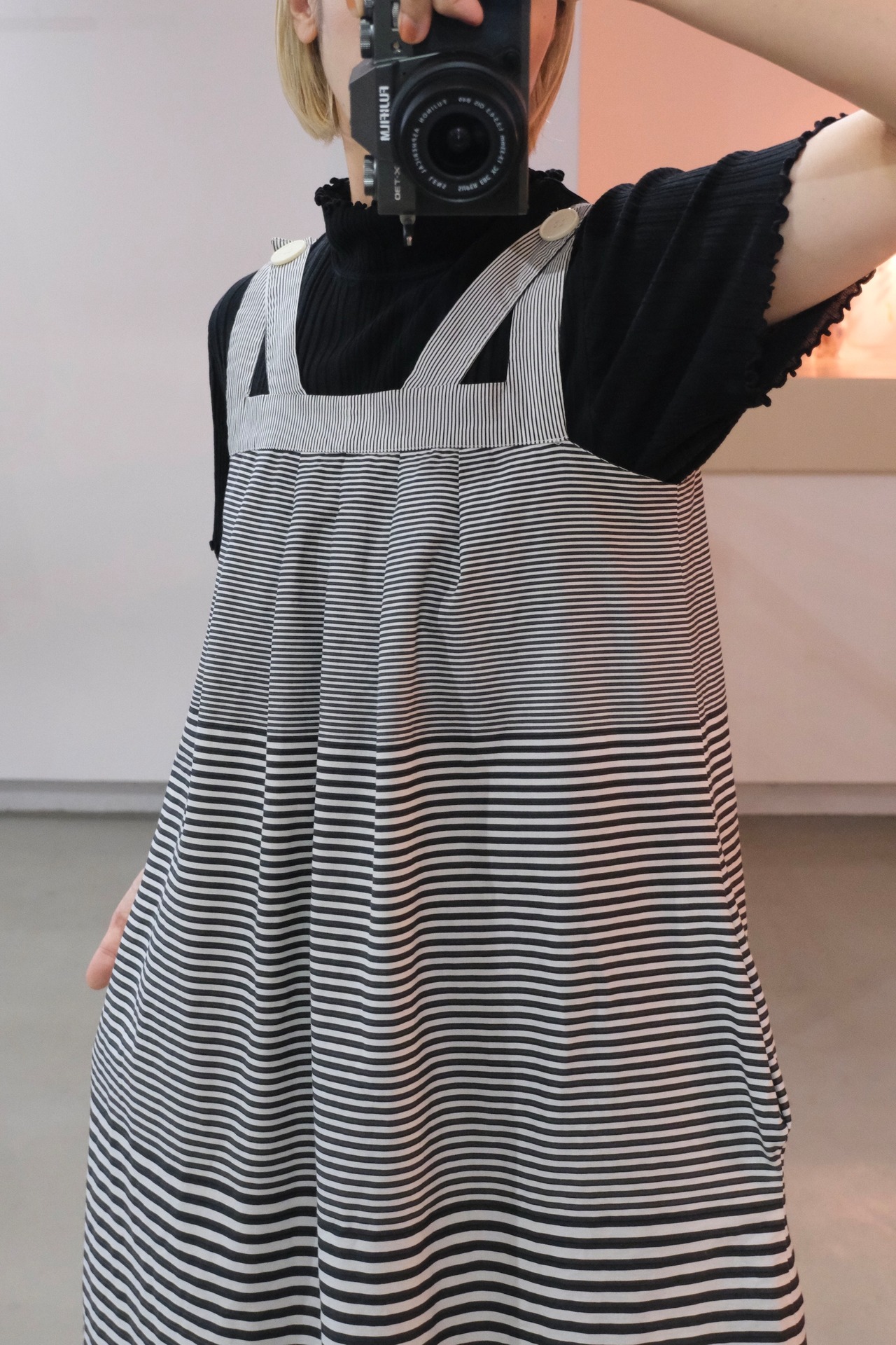 Multi striped pinafore dress