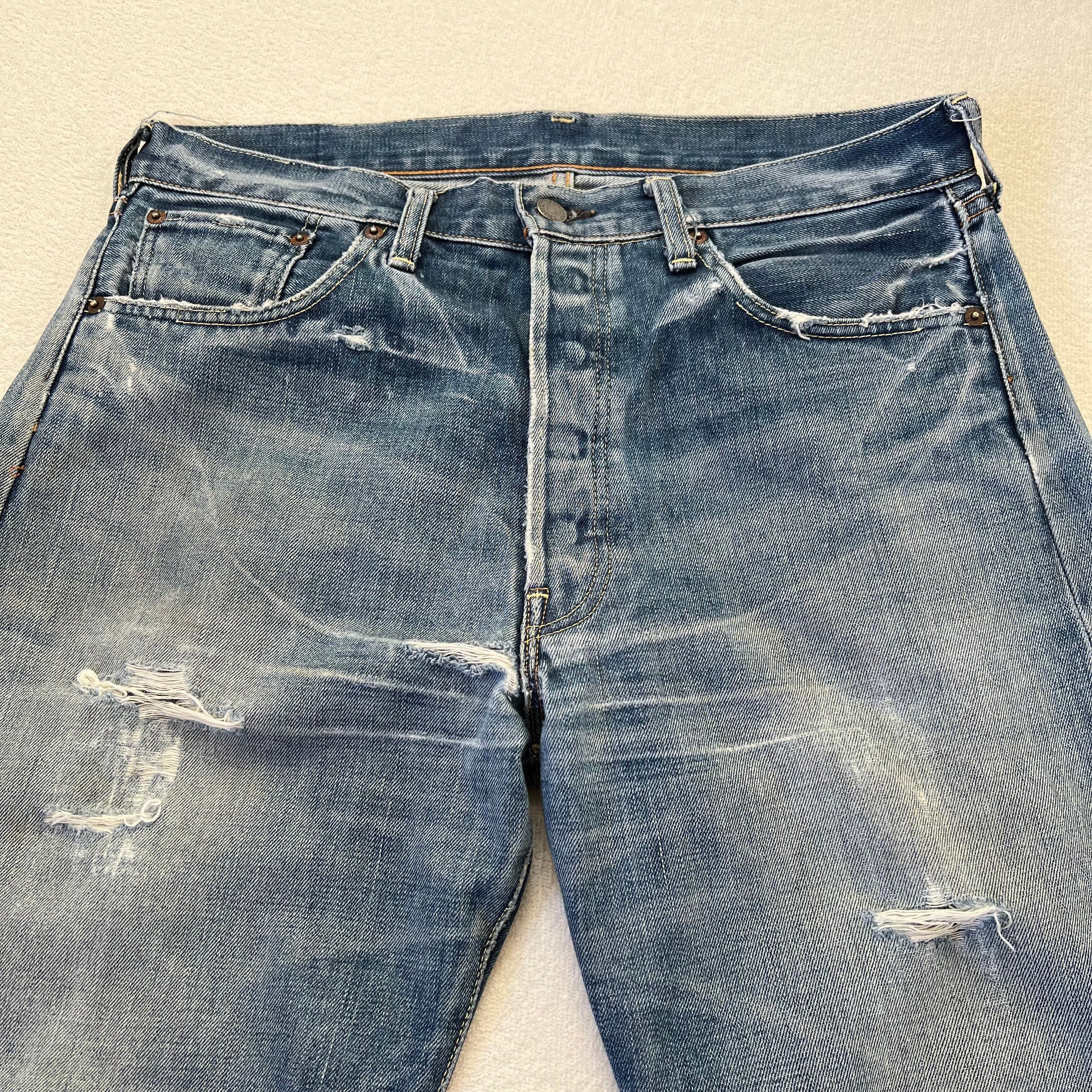 LEVI'S 501 66 モデル W36 デニム リーバイス bigE 復刻 ダメージ ...