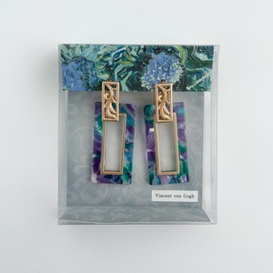 ゴッホ　印象の光ピアス　ゴッホグリーン　アザミの花イメージ　