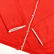 カシミヤ100% イタリア製 エルミーユ ニット カーディガン 42 /オレンジ 朱色系 レディース