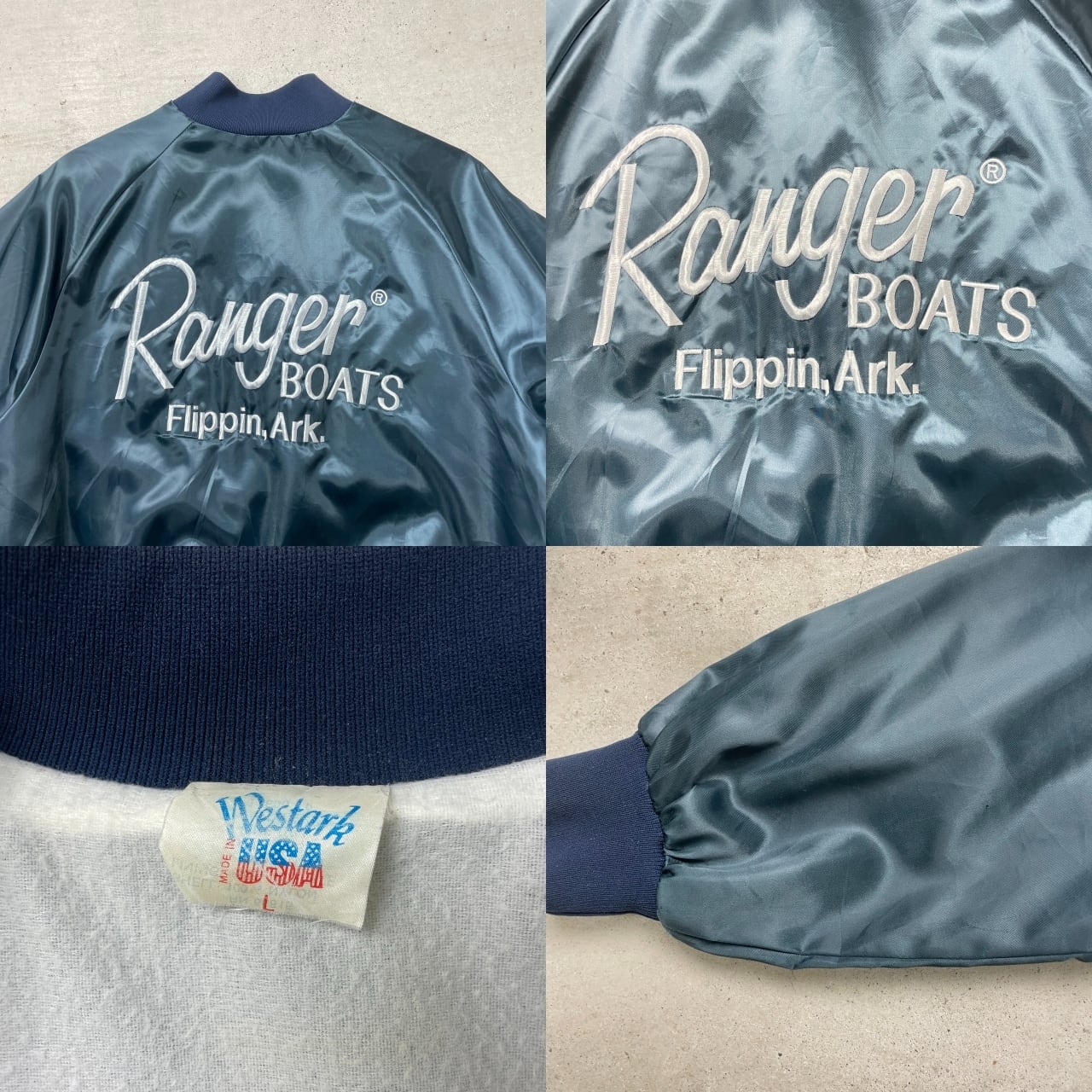 90年代 USA製 WestArk ナイロン サテンスタジャン Ranger BOATS 90年代 USA製 WestArk ナイロン サテンスタジャン Ranger BOATS