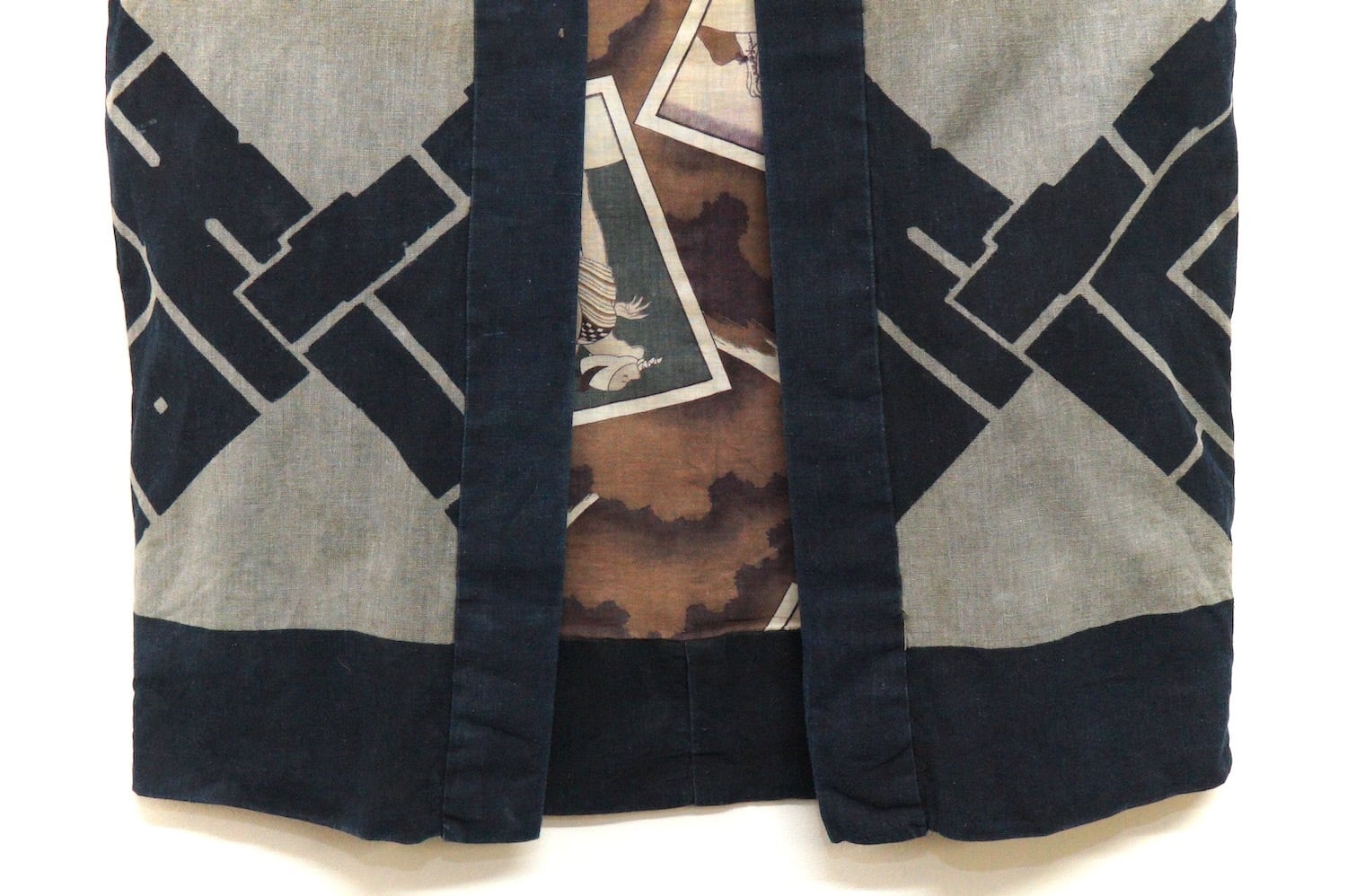 2830 印半纏 裏地付き 富士山 馬 澤井 腰柄 藍染 木綿 昭和 2830 印半纏 裏地付き 富士山 馬 澤井 腰柄 藍染 木綿 昭和