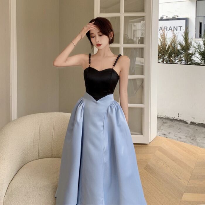 スカート パールドレス サマーカラーウェストスリム 夏物 真珠 ガールズファッション43018060402